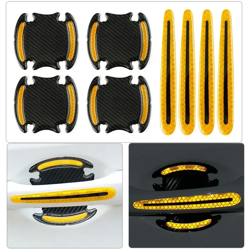 Thumbnail: 8PCS Car Door Bowl Handle Protector Safety Warning Anti-collision Anti-scratch R