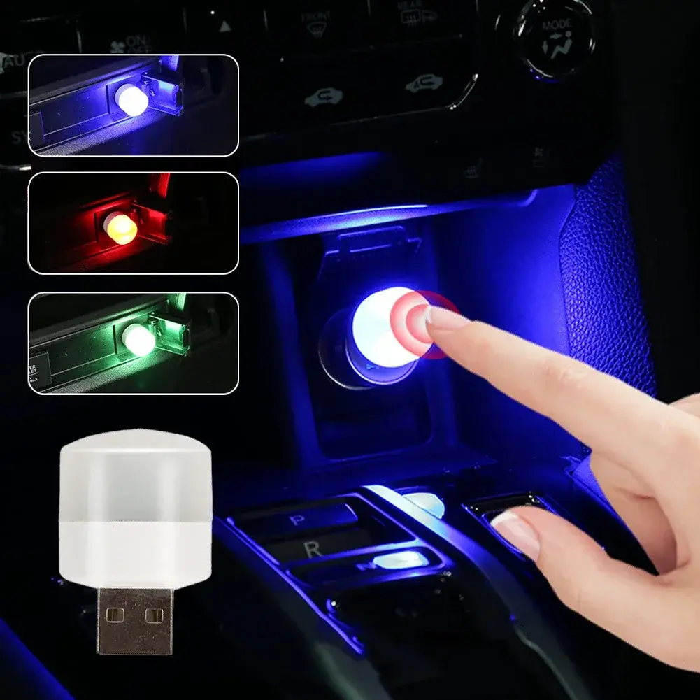 Car USB Touch Atmosphere Light Auto LED Reading Lamp Colorful Decorative Lamp In