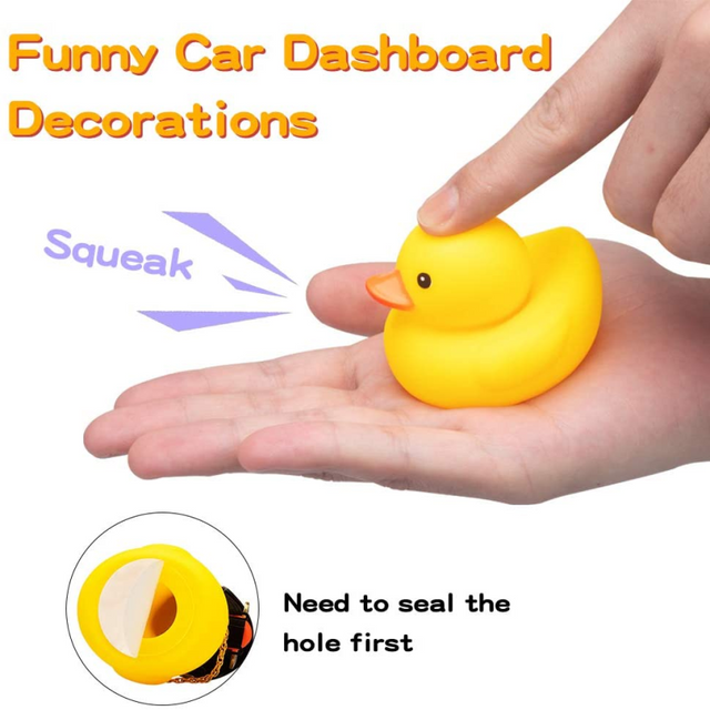 Thumbnail: Car Rubber Duck Toy With Helmet Small Black/Yellow Duck Road Bike Motor Helmet R