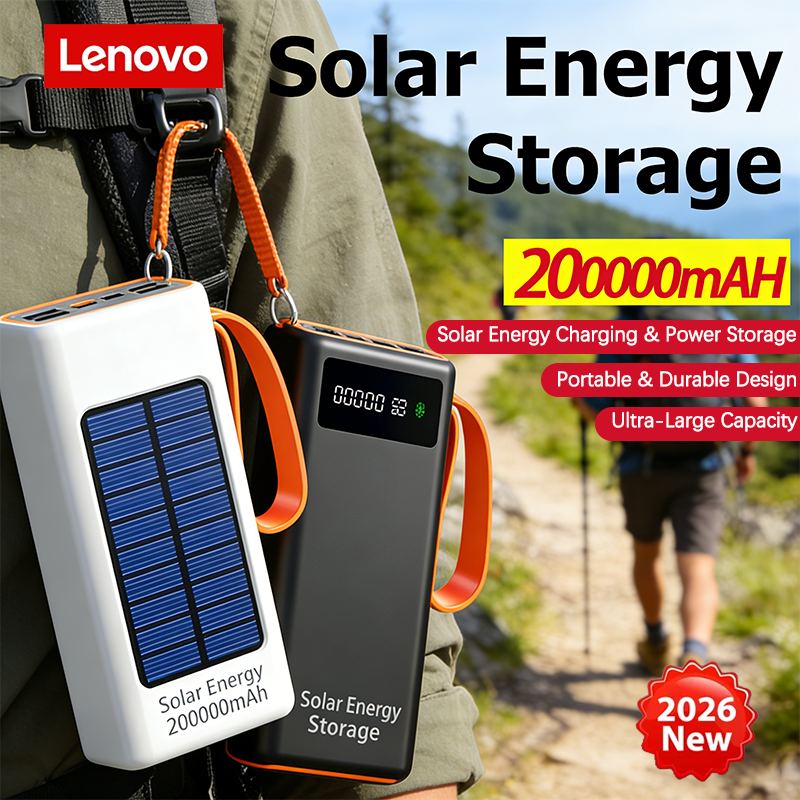 Lenovo 200000mAh Solar Jump Starter Big Capacity Built-in Cables External Batter