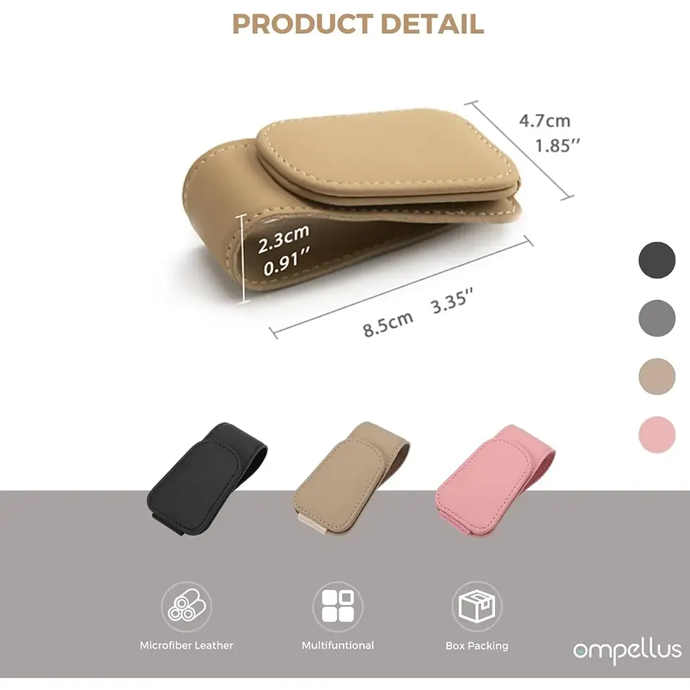 Thumbnail: 1 Pcs Eyeglass Hanger Clip for Car Magnetic Leather Sunglass Holder Sun Visor fo