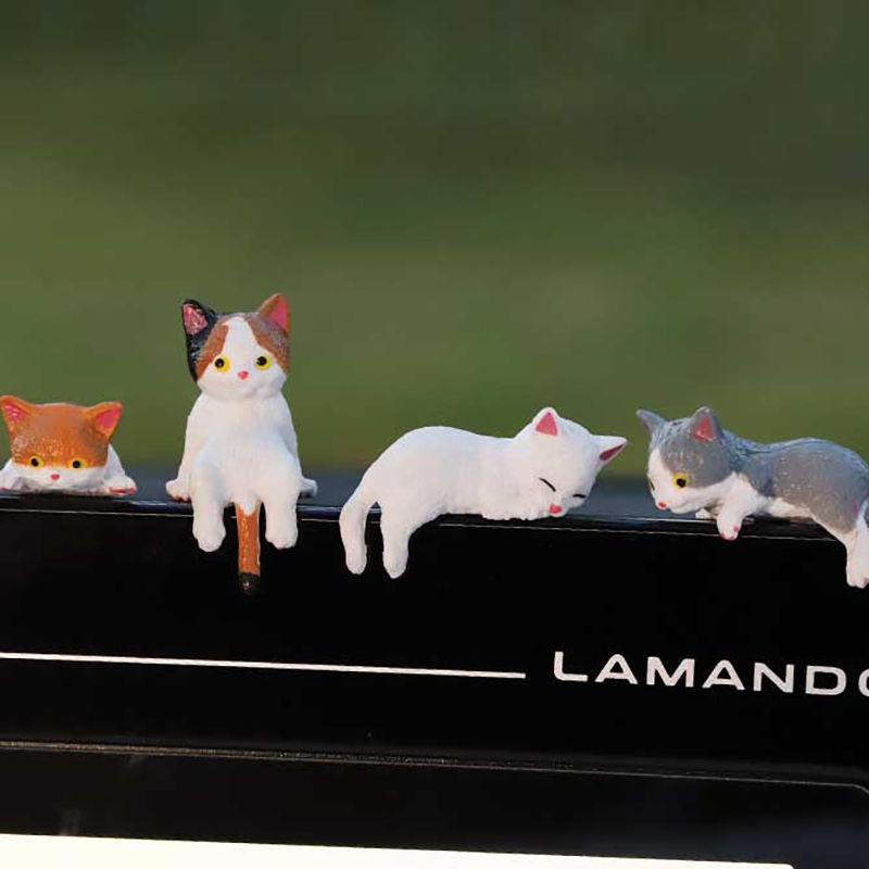 Thumbnail: 1Pc Cute Mini Cartoon Car Cat Ornaments Car Screen Edge Decoration Cat Micro Lan
