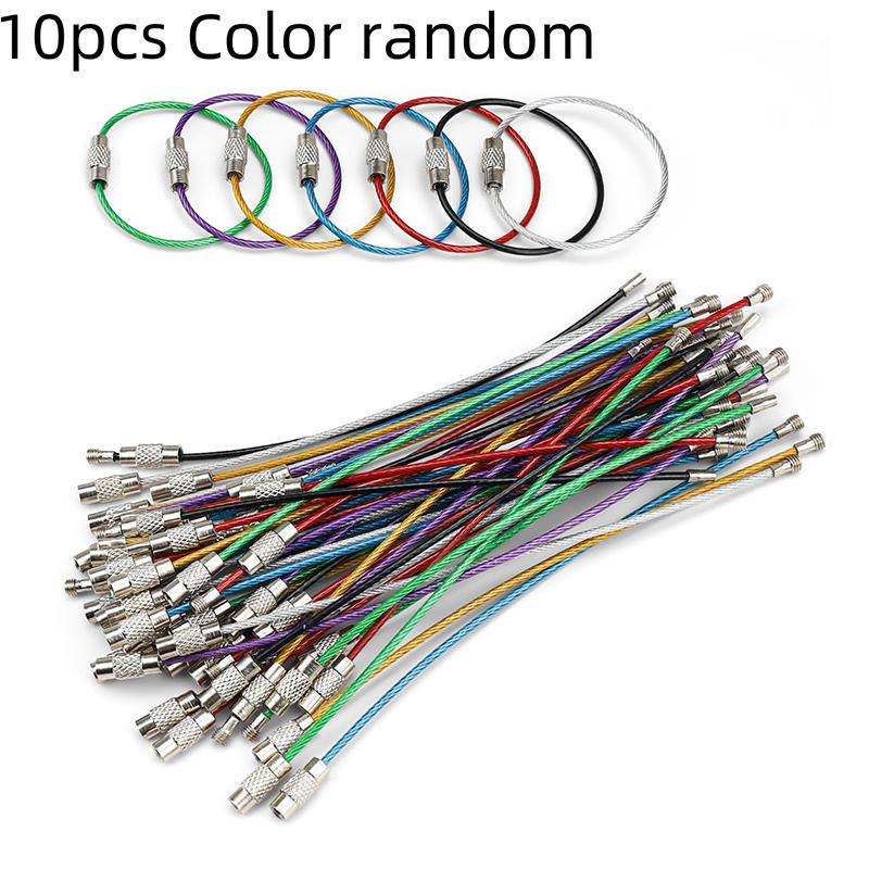 Thumbnail: 10/20pcs Stainless Steel Wire Keychain Ring Key Keyring Circle Rope Cable Loop O
