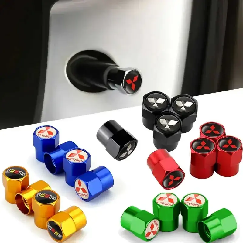 4pcs Car Wheel Stem Valve Caps Tire Air Covers for Mitsubishi Ralliart Lancer AS