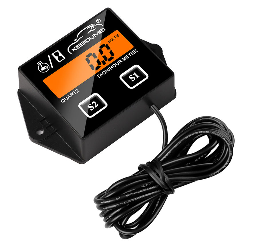 Kebidumei Digital Engine Tach Hour Meter Tachometer Gauge Engine RPM LCD Display