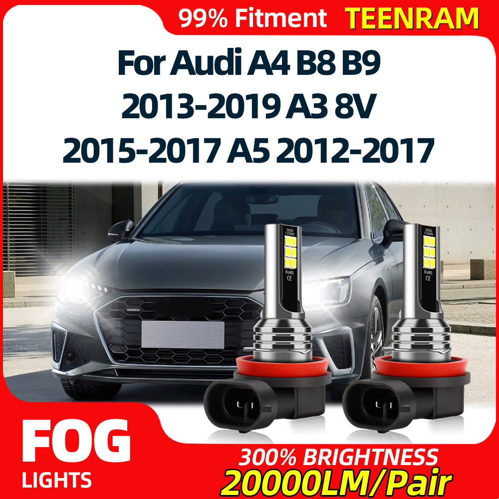 2Pcs Super Bright H8 H9 H11 Car Fog Light 20000LM Fog Lamp Bulb 12V For Audi A4