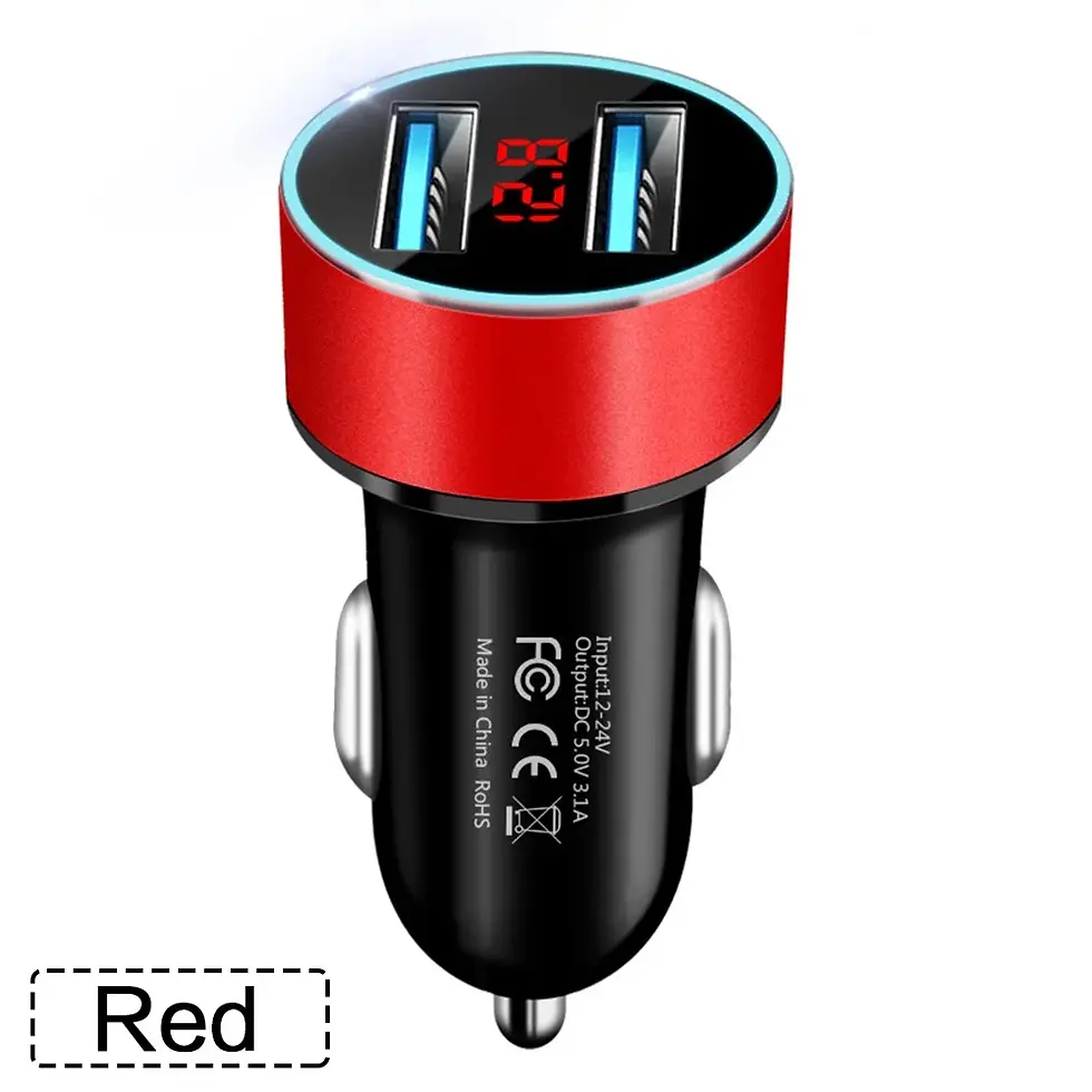 Thumbnail: STONEGO 3.1A Dual USB Car Charger 2 Port LCD Display Voltmeter 12-24V Cigarette