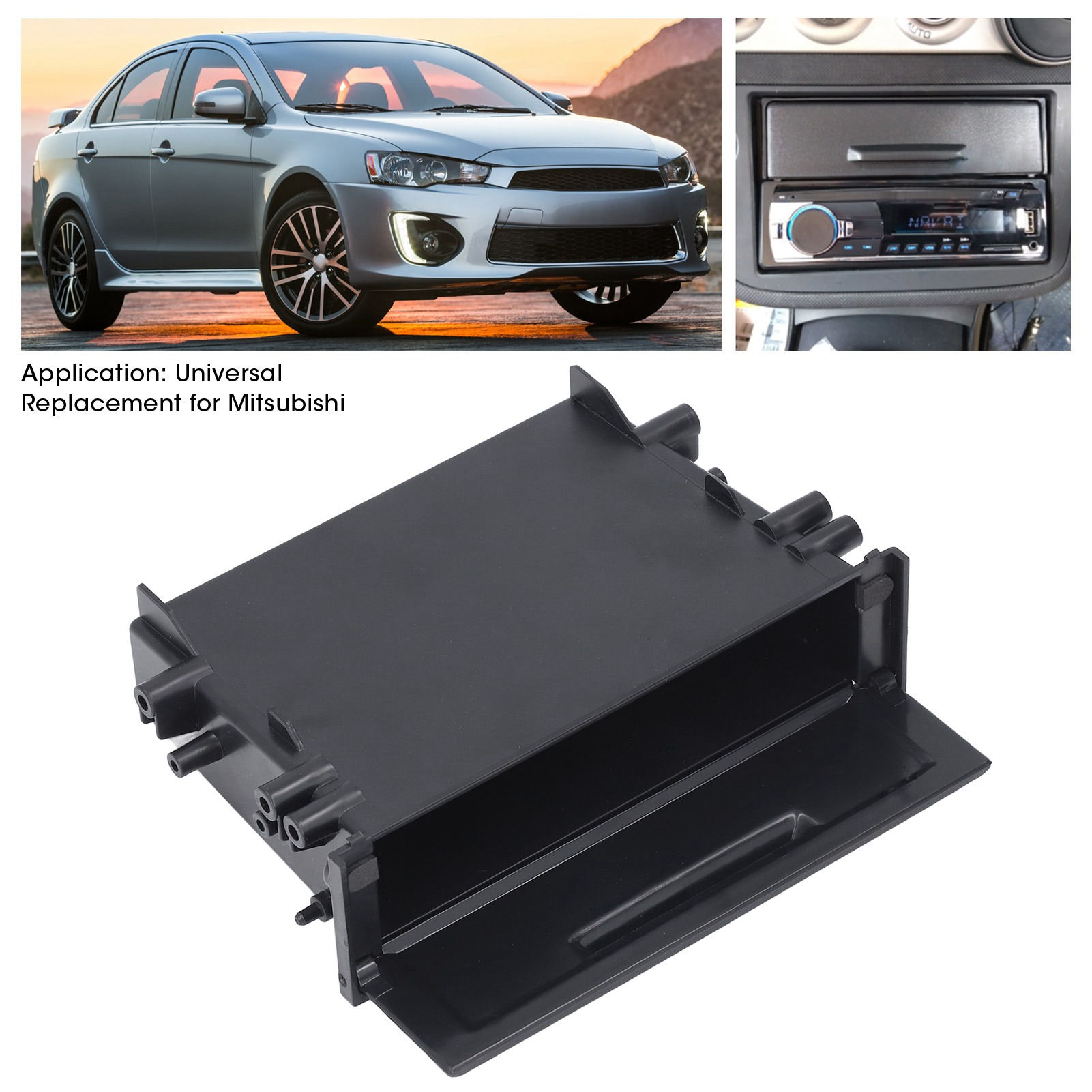 1DIN Car Radio Storage Box Multi Application ABS Black Inner Organizer Replaceme