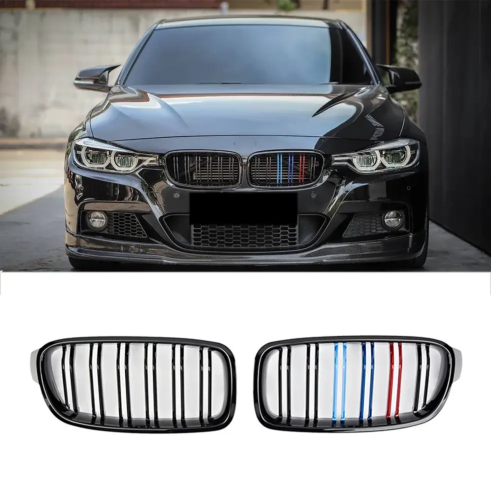 Thumbnail: Gloss Black Dual Slat Matte Black Kidney Bumper Grille For BMW 3-Series F30/F31/