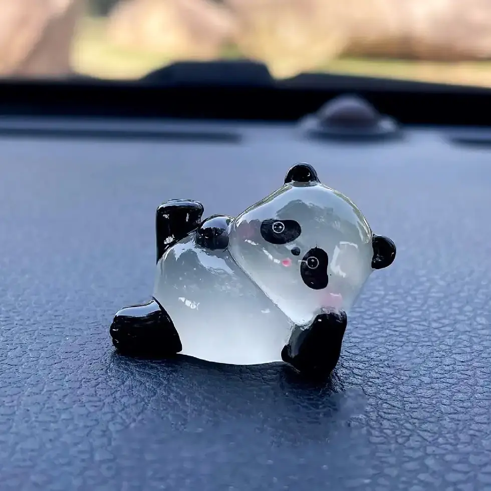 Thumbnail: Car Luminous Panda Doll Resin Funny Ornament Rearview Mirror Decoration Center C