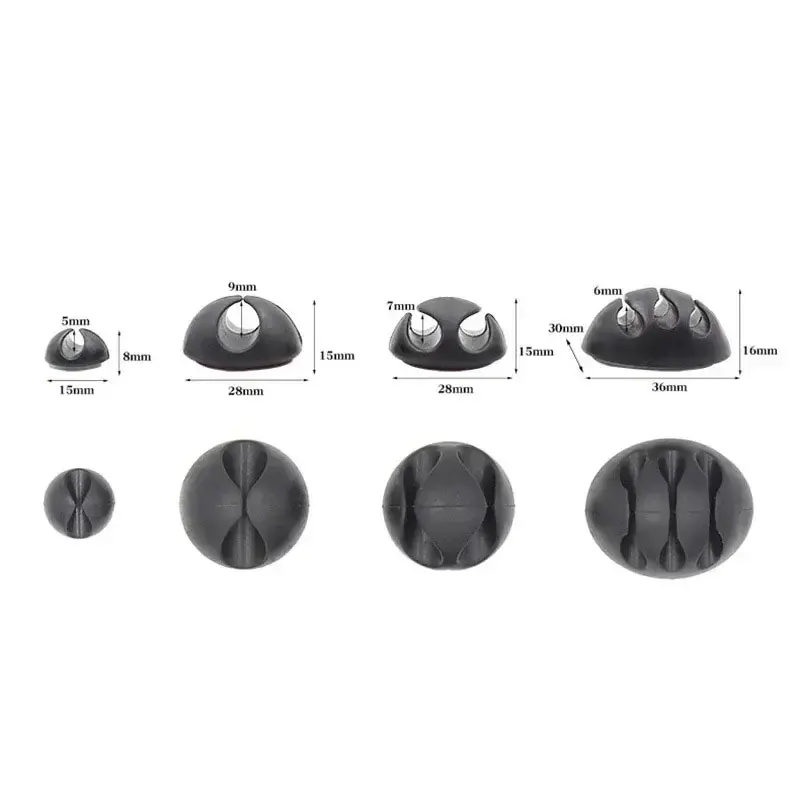 Thumbnail: Cable Organizer Silicone USB Cable Winder Desktop Tidy Management Clips Cable Ho