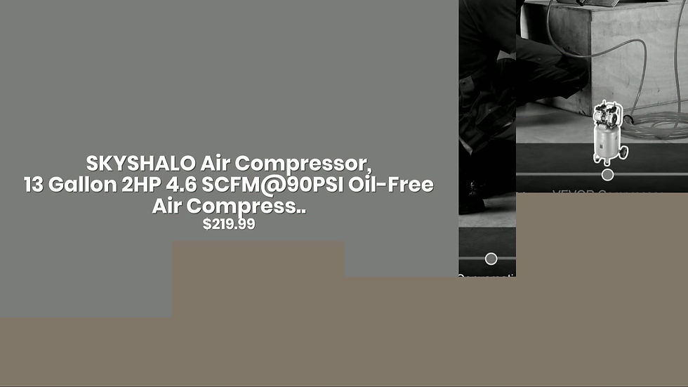 Thumbnail: SKYSHALO Air Compressor, 13 Gallon 2HP 4.6 SCFM@90PSI Oil-Free Air Compress..