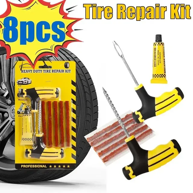 5-50Pc Car Tire Repair Tool Kit with Rubber Strips Tubeless Tyre Puncture Studdi