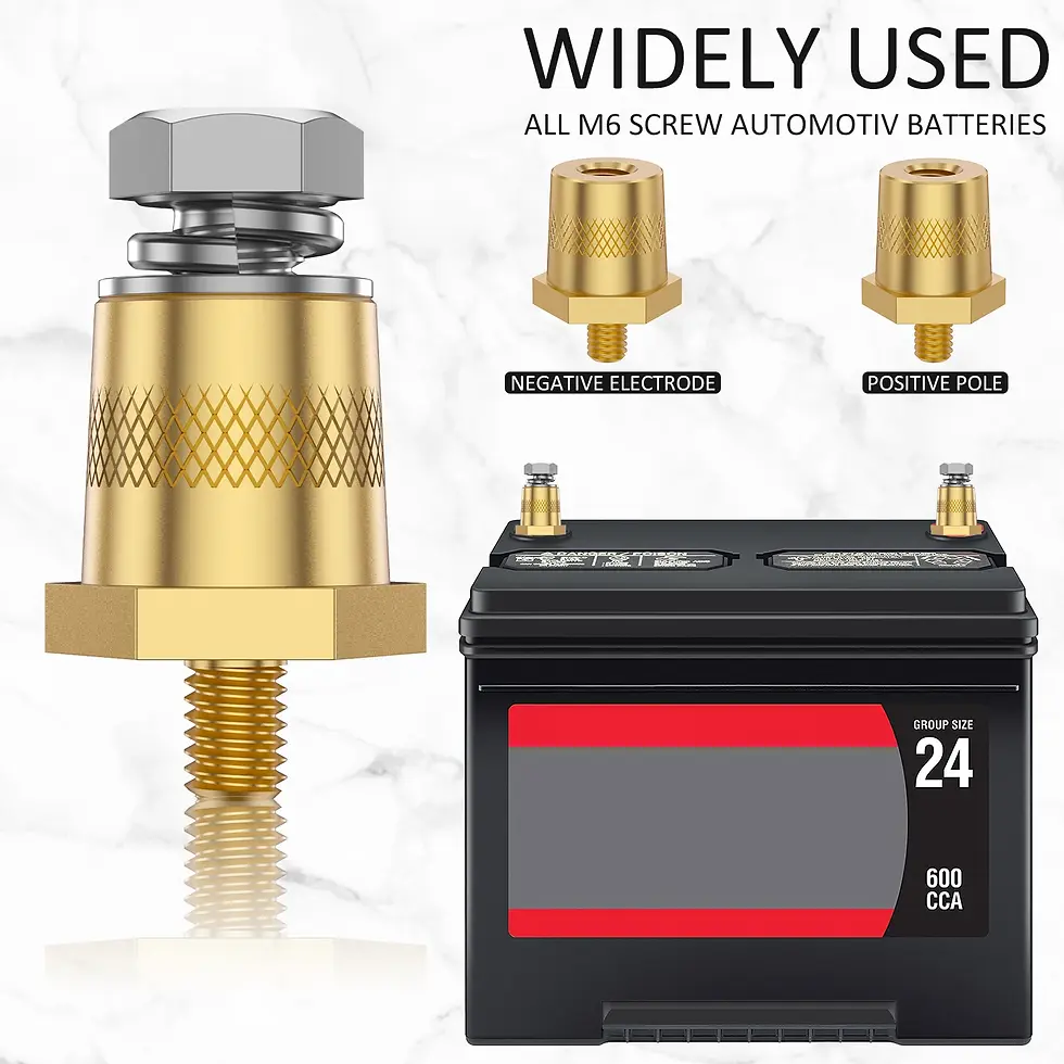 Thumbnail: 1 Pair Battery Pole Adapter Brass Battery Terminal Connector M6 Thread Positive