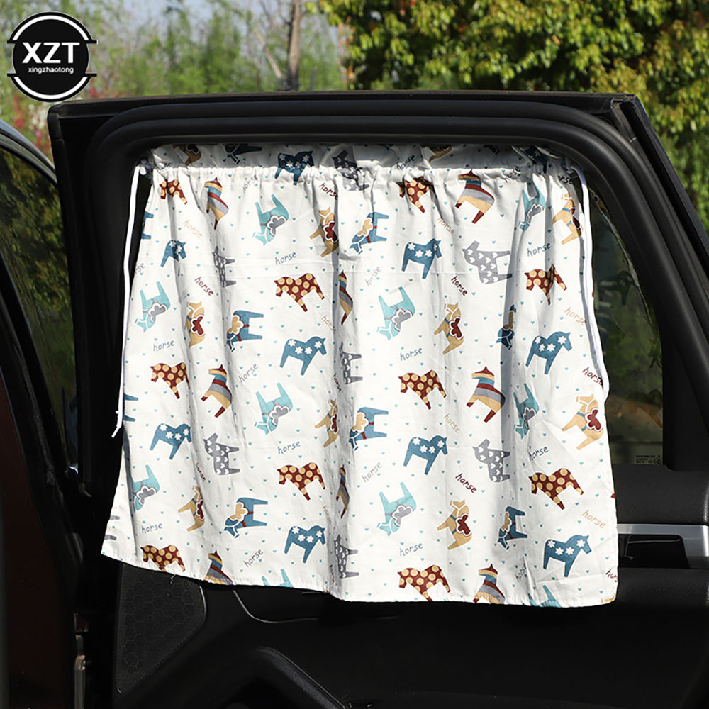 Suction Cup Curtain In The Car Window Sunshade Cover Cartoon Universal Side Wind