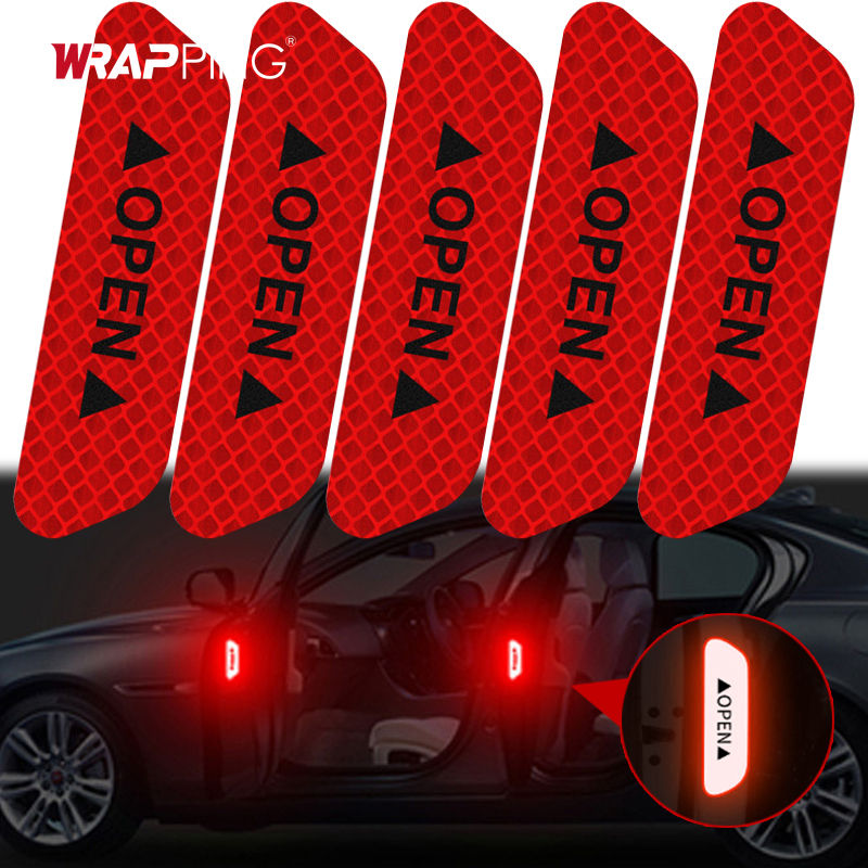 10PCS Reflective Car Door Sticker Safety Opening Warning Reflector Tape Decal Au