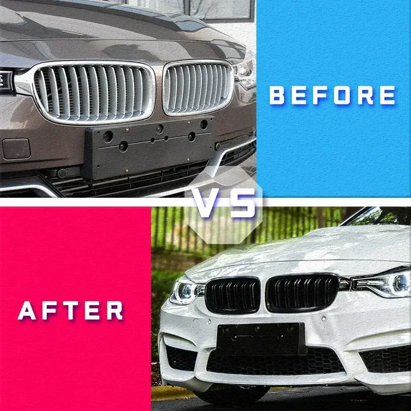 Thumbnail: Pair Gloss Matt Carbon Black 3 Color Front Kidney Grille For BMW 3 Series F30 F3