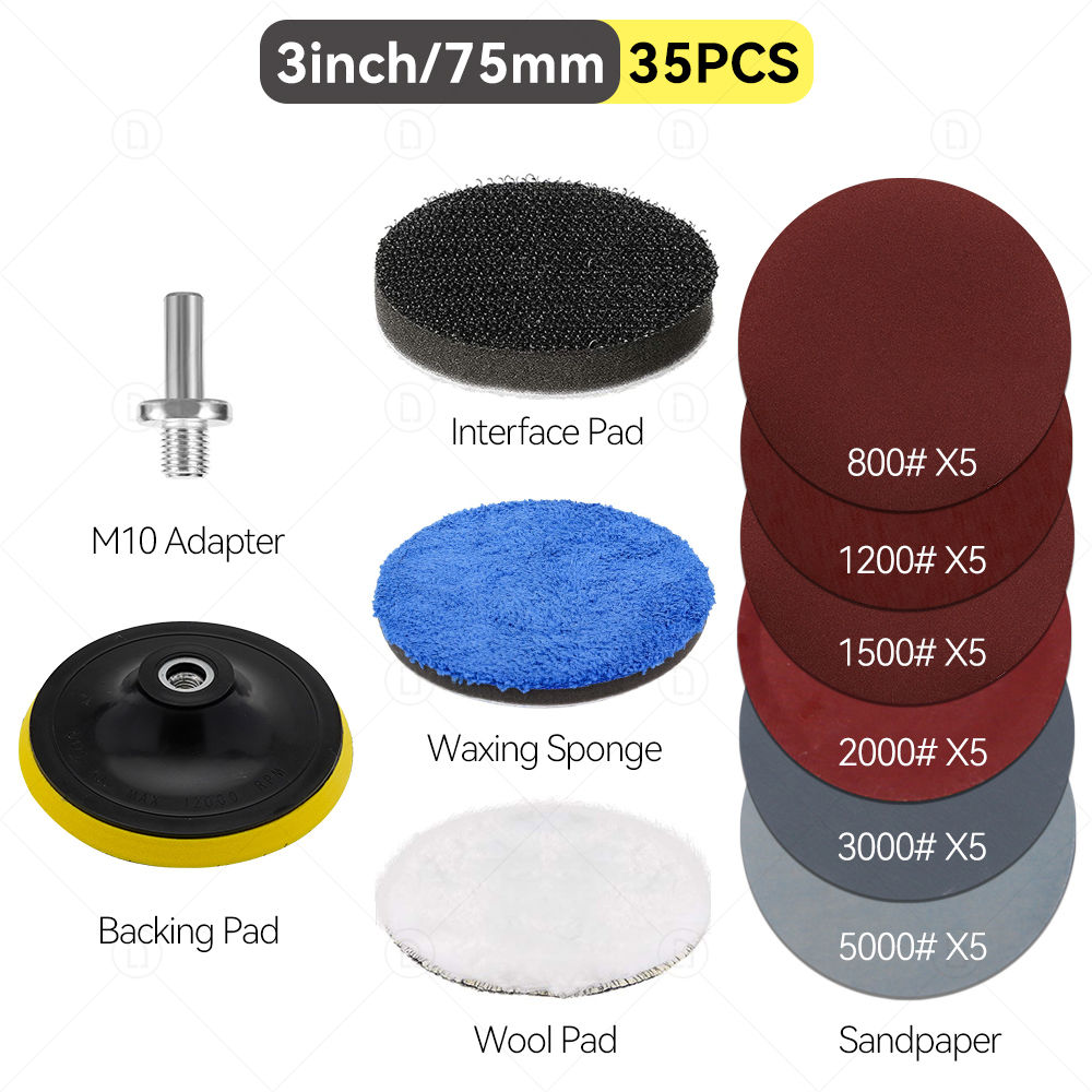 Car Detailing Headlight Restoration Kit Wool Pad Waxing Sponge Interface Pad For