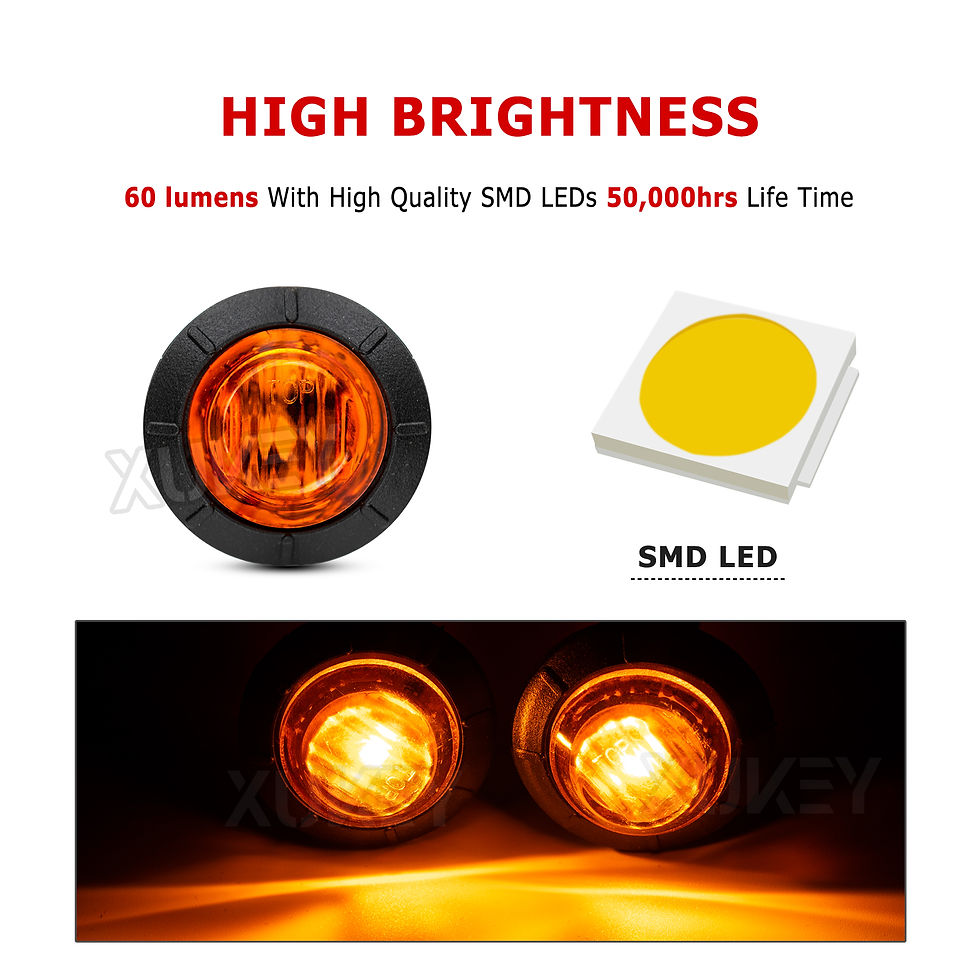 Thumbnail: 10pcs Round 3/4" LED Side Marker Light 12V 24V Orange Amber Indicator Signal Gri