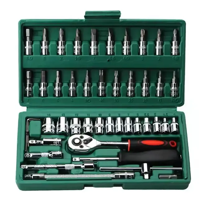 Thumbnail: 46/53 Piece/Set 1/4-Inch NEW Car Repair Tool Kit Socket Set Car Repair Tool Ratc