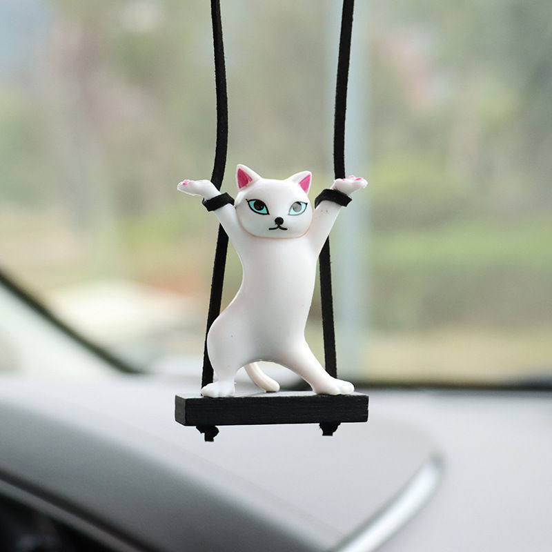 Car Pendant Creative Cute Branch Cat Rearview Mirror Pendant Car Interior Decora