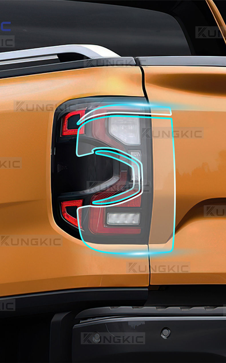 TPU Tail Light Protective Film for Ford Ranger T9 2023 2024 2025 Smoke Black Cle