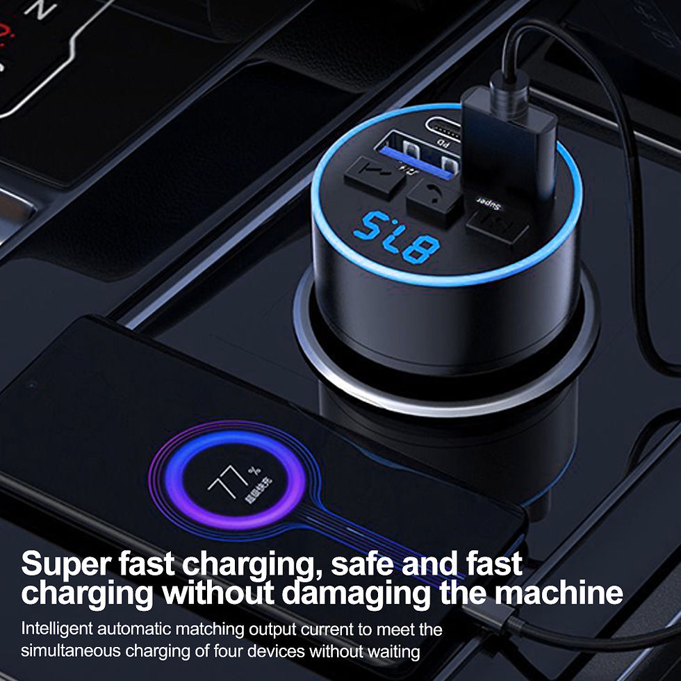 Thumbnail: KEBIDUMEI FM Transmitter Bluetooth 5.0 Receiver Dual USB PD Car Fast Charger 66W