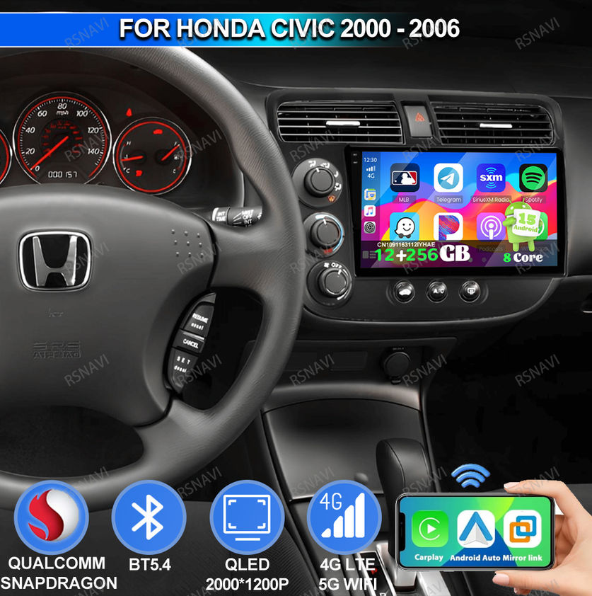 Car Radio Android 15 For Honda Civic 2000 2001 2002 2003 2004 2005 2006 Passat B