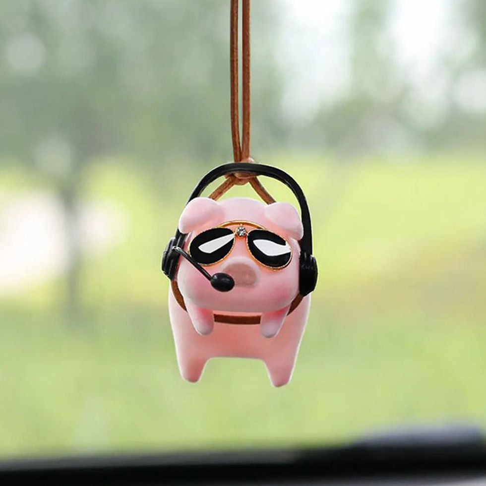 Thumbnail: Cute Pig Car Accessorie Swing Pig Car Pendant Auto Rearview Mirror Pendants Birt