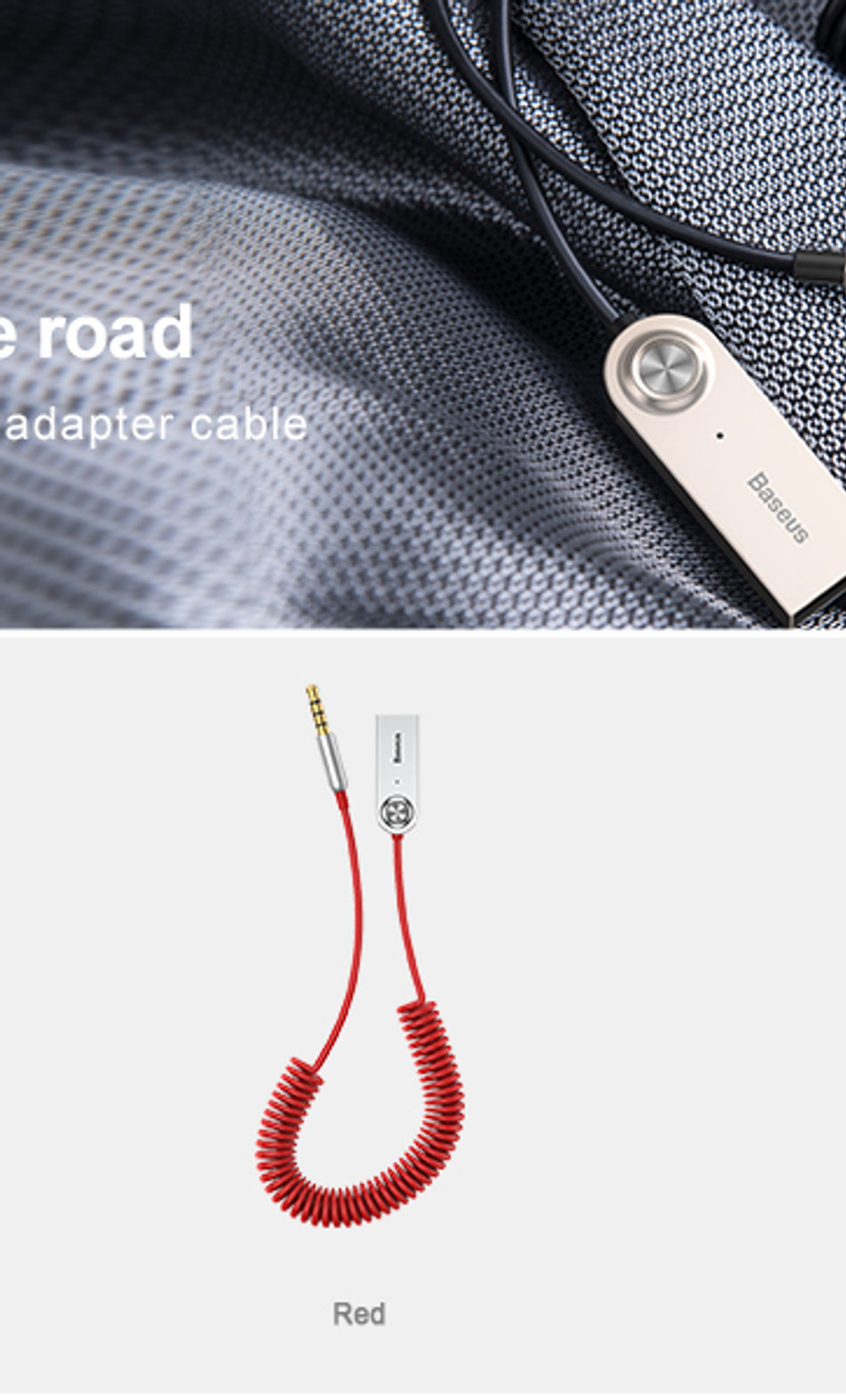 Thumbnail: Baseus Bluetooth Car Audio Cable 5.0 Transmitter Wireless Receiver Car AUX 3.5mm