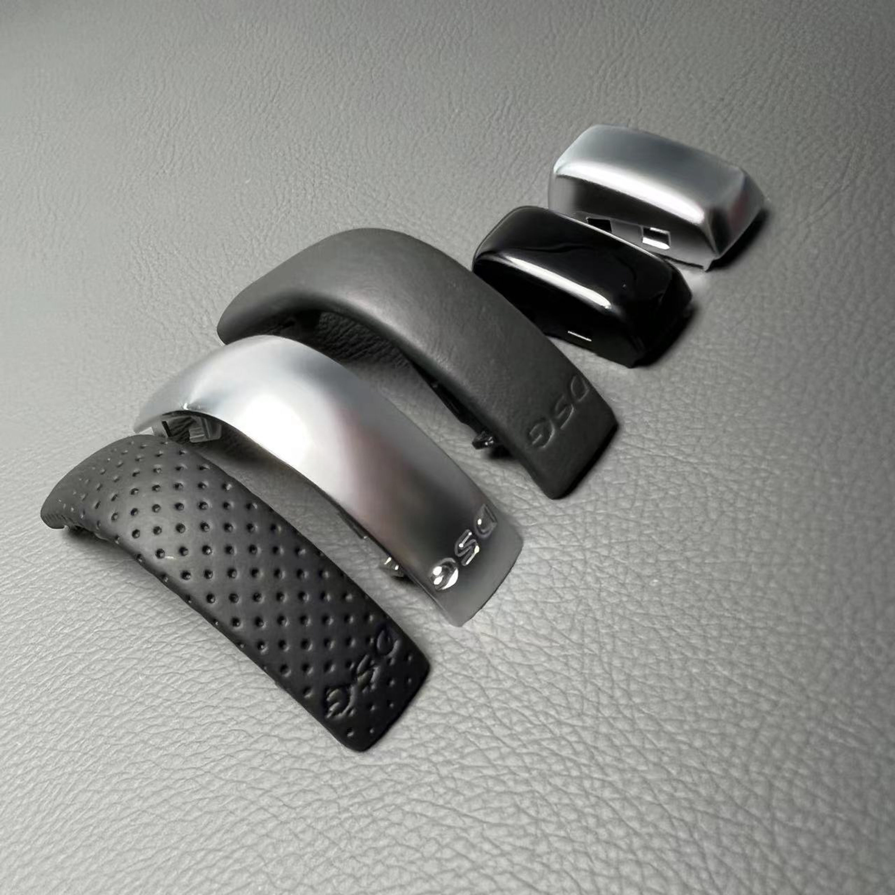 Chrome Leather Gear Shift Knob Button DSG Logo Cover Trim For VW Golf 6 7 R GTI