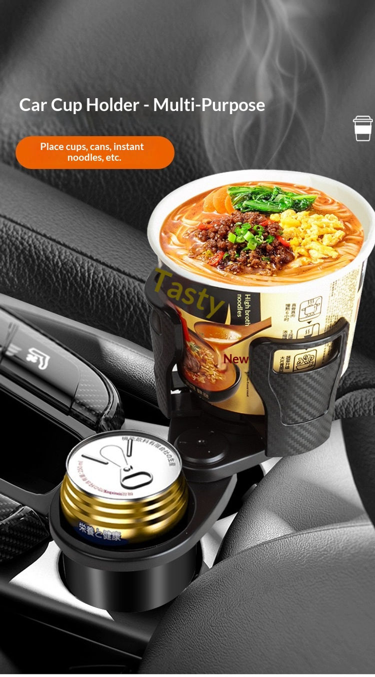 Thumbnail: New Multi-functional Car Water Cup Holder with Carbon Fiber Texture, Retractable