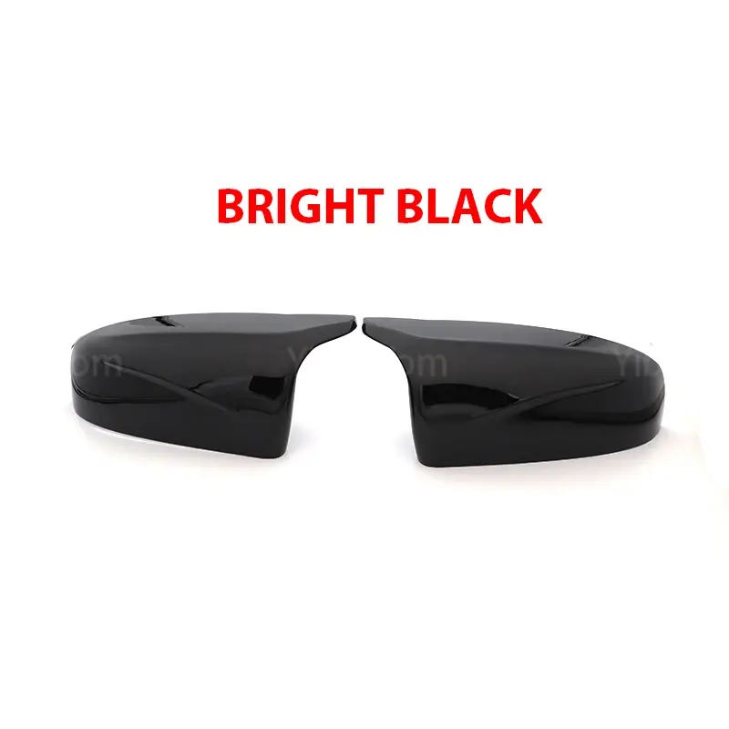 Thumbnail: Carbon Fiber Look Glossy Black Rearview Side Mirror cover Caps Horn Shape for BM