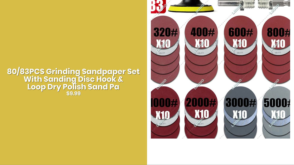 Thumbnail: 80/83PCS Grinding Sandpaper Set With Sanding Disc Hook & Loop Dry Polish Sand Pa