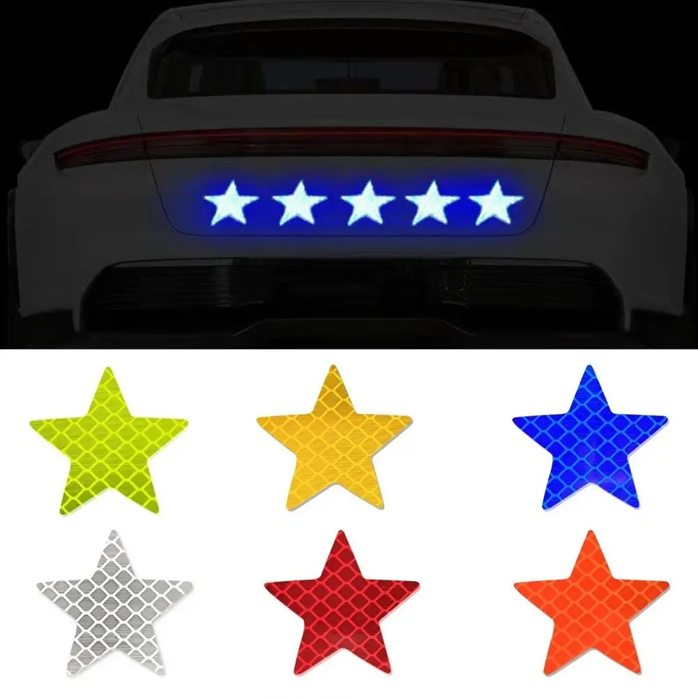 6PCS Star Shape Reflective Reflector Sticker Self Adhesive Safety Warning Conspi