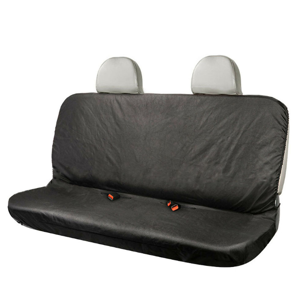 Thumbnail: 1pc Car Heavy Duty Waterproof Rear Back Seat Cover Universal Black Pet Dog Prote