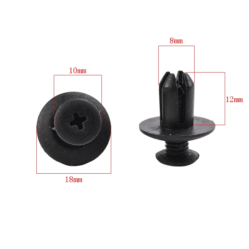Thumbnail: 100pcs 8mm Plastic Rivets Fasteners Screw Car Bumper Fender Black Rivet Car Fast
