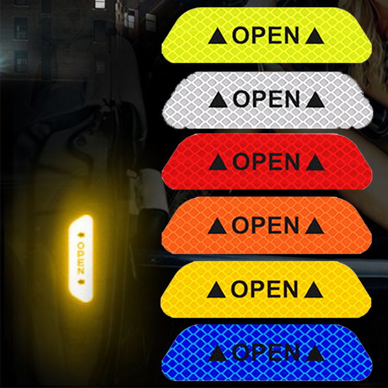 4 PCS Car Open Reflective Sticker Universal Safety Warning Mark Reflective Stick