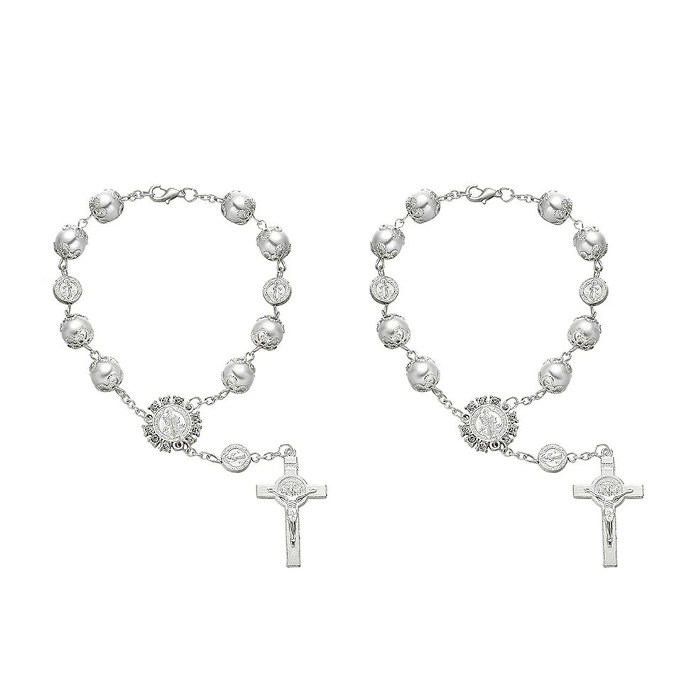 Thumbnail: Car Ornaments Retro Imitation Pearl Cross Hanging Car Rear Hanging Auto Interior