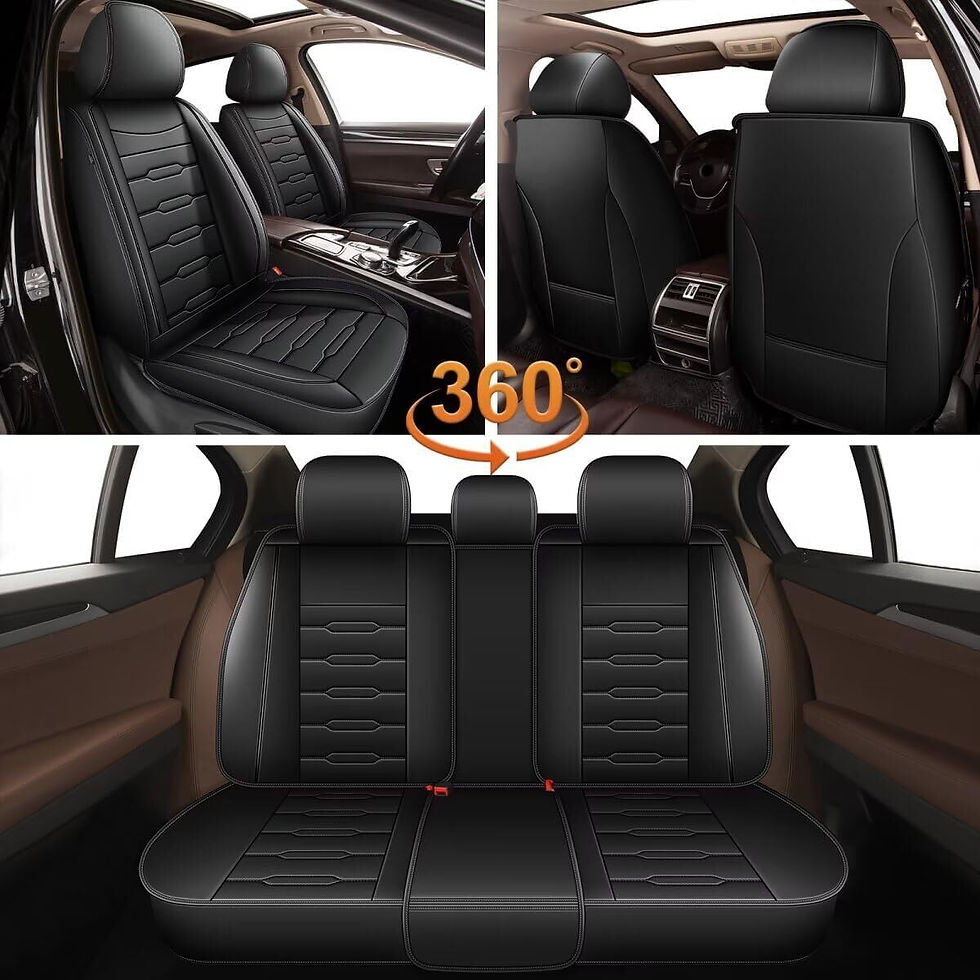 Thumbnail: JIAMAOXIN Full Set Car Seat Covers, 5 Seats Fuax Leather Covers Protector f..