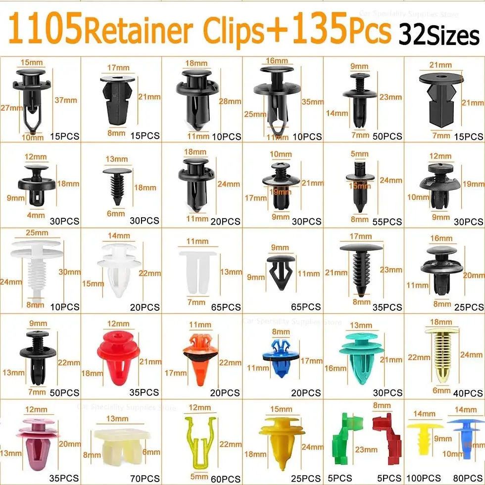 Thumbnail: 1105Pcs-100Pcs Plastic Car Fastener Clips Kit Mixed Car Bumper Door Trim Panel A
