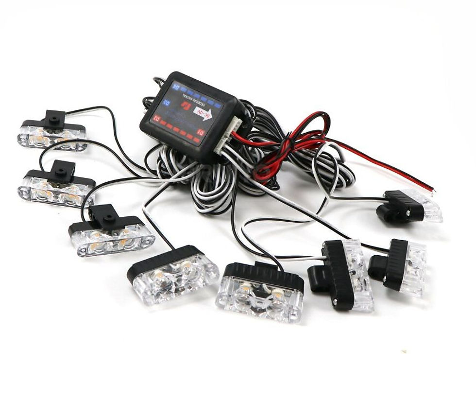 Thumbnail: 12 16 LED Car Front Grille Strobe Light 12V LED Flashing Emergency Lamp Police W