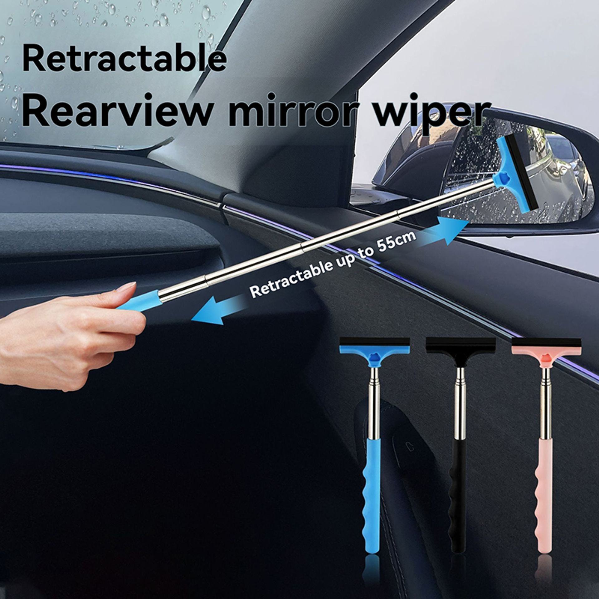 Portable Rearview Mirror Wiper for Automotive New Retractable Car Windshield Wip