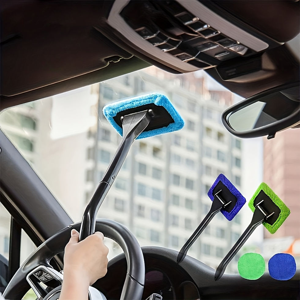 Thumbnail: Heavy Duty Car Windshield Cleaning Kit - Handle Microfiber Cloth Scraper for Int