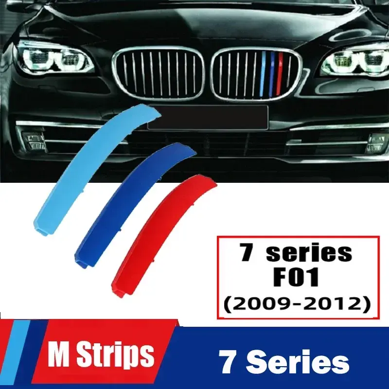 Thumbnail: 3Pcs Car M Grille Trim Strip For BMW 7 Series F01 F02 F03 F04 G11 G12 2009-2023