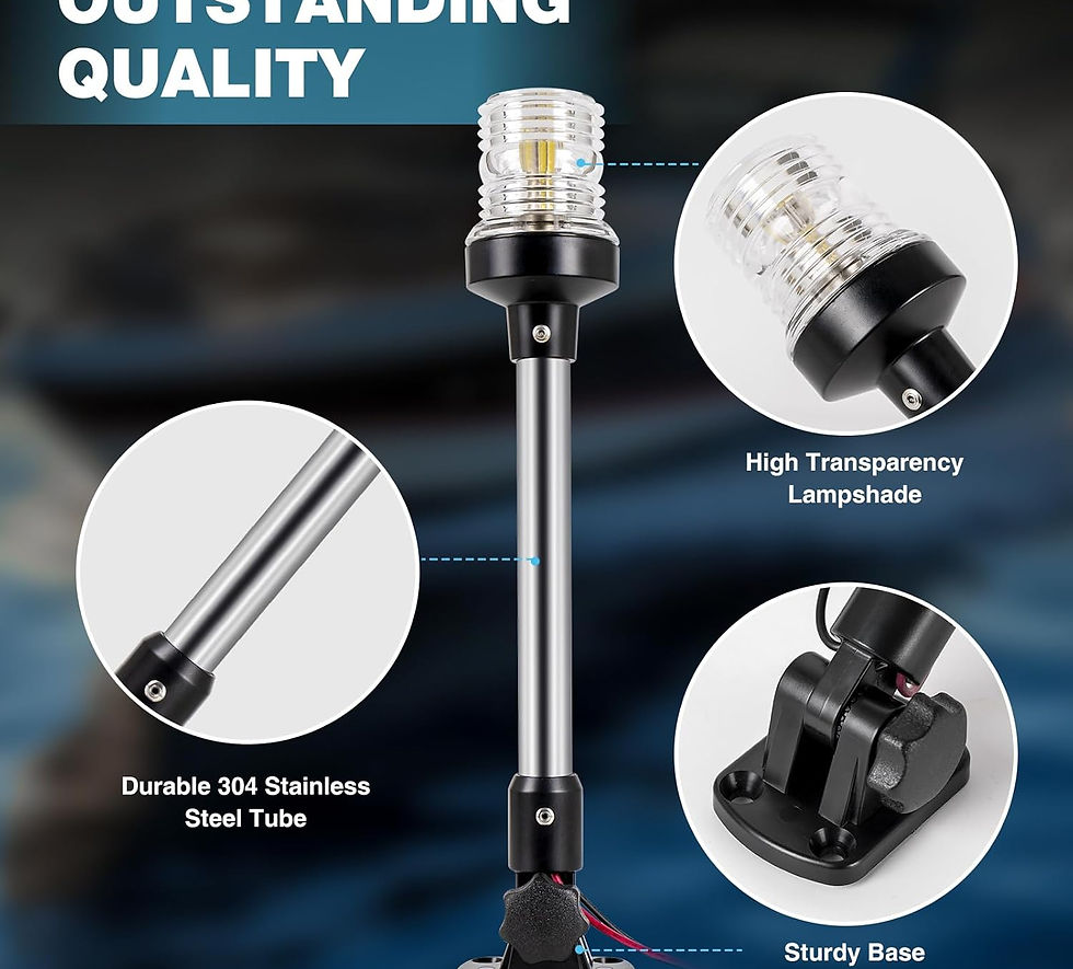 Thumbnail: Anchor Light Boat Stern Light Waterproof 9 Inches, White Fold Down Marine Naviga