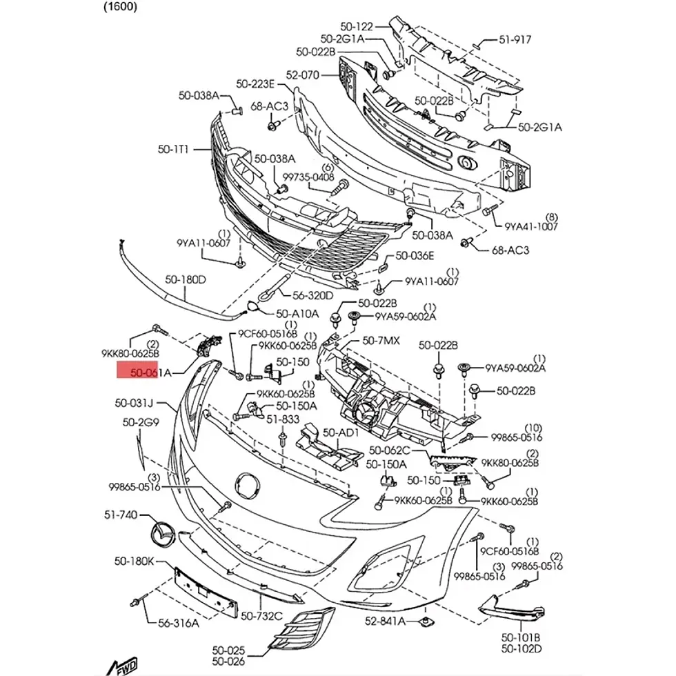Thumbnail: Car Front Bumper Bracket Mounting Support Retainer For Mazda 3 BL 2009 2010 2011