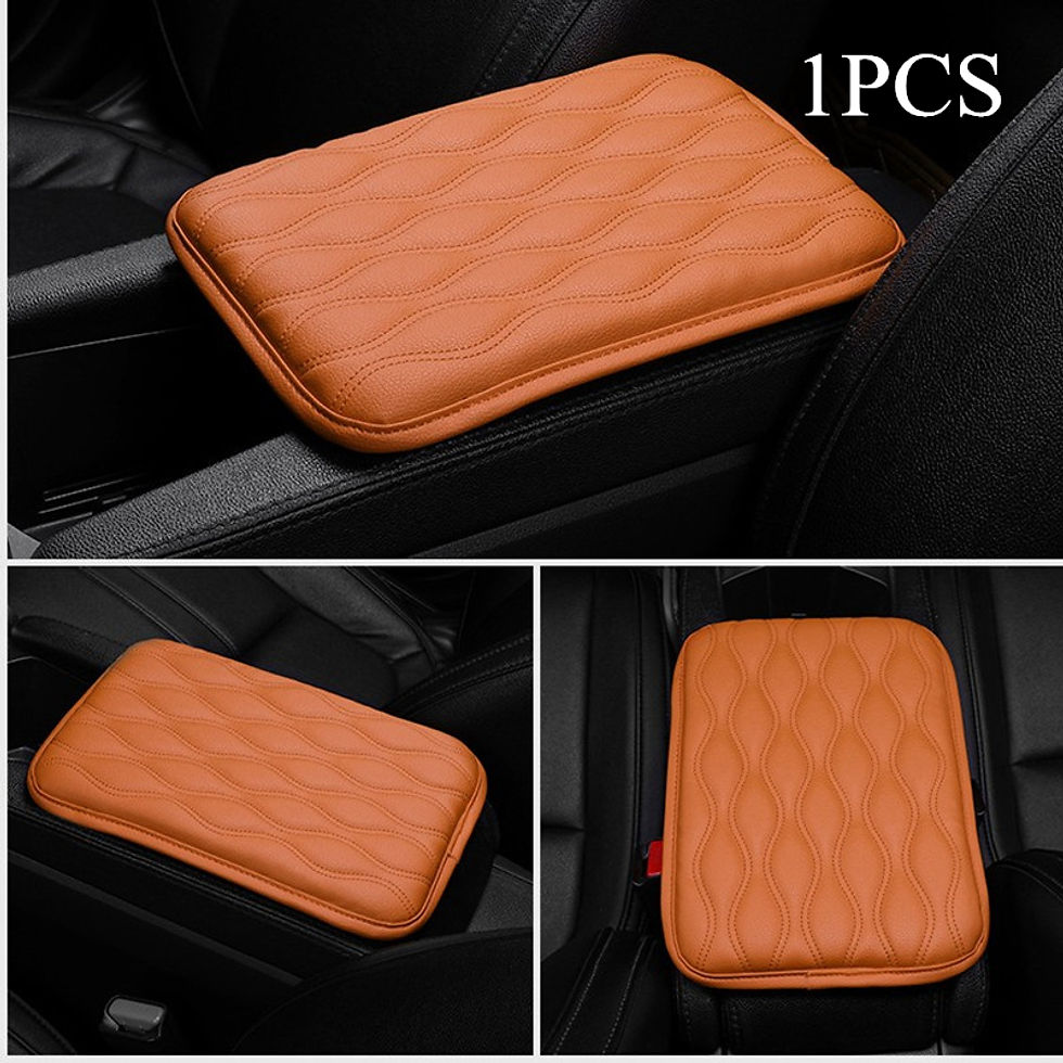 Thumbnail: PU Leather Car Armrest Pad Cover Universal Center Console Wave Embroider Auto Se
