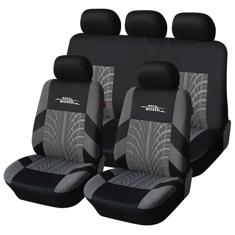 Thumbnail: AUTOYOUTH Fashion Tire Track Detail Style Universal Car Seat Covers Fits Most Br