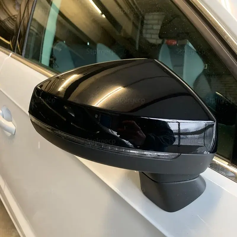 Thumbnail: Carbon Fiber Look Silver Black Side Mirror Cap Covers for Audi A3 S3 8V RS3 Slin